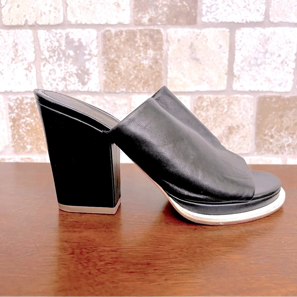 Robert Clergerie Leather Block Platform Mules
